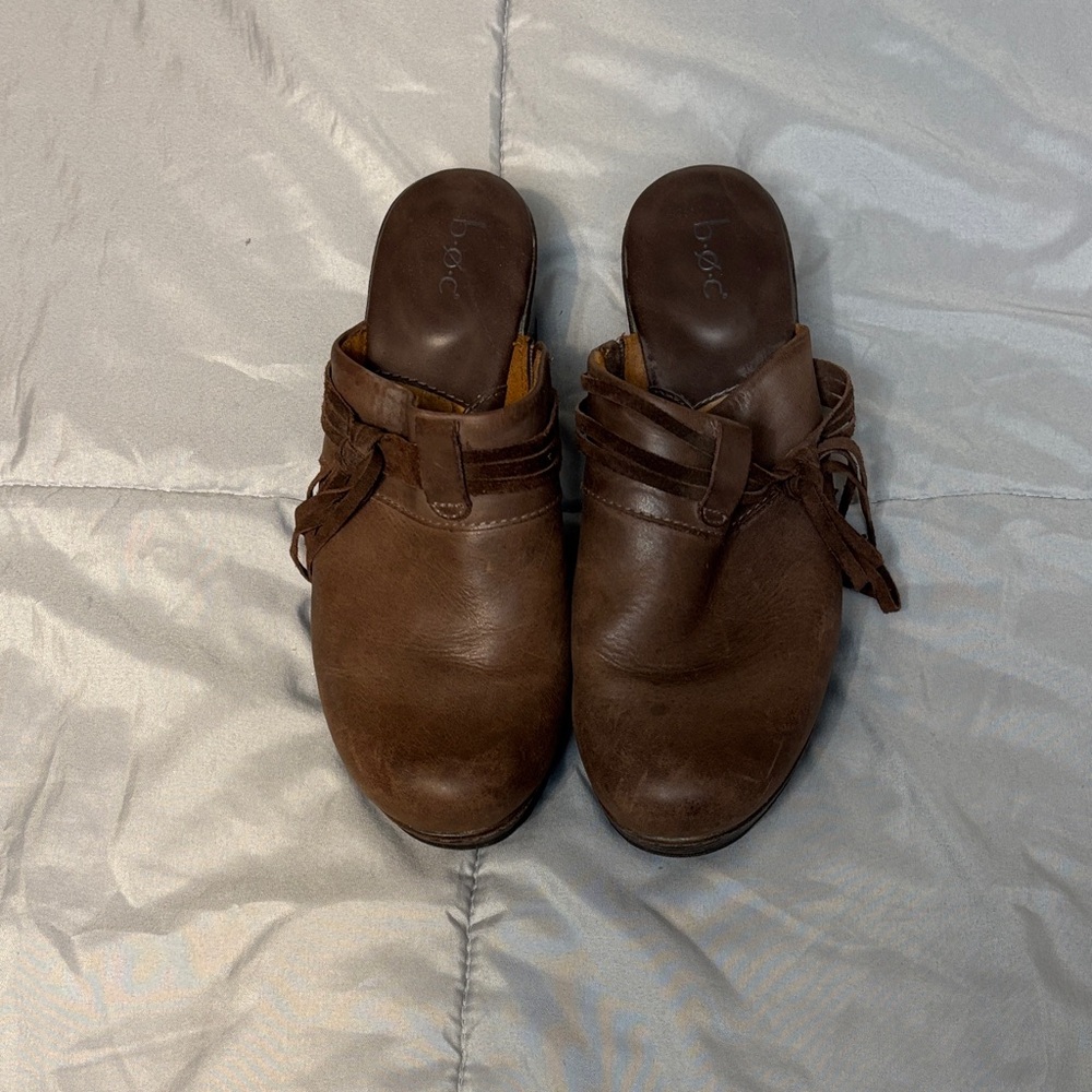 b.o.c. Dark Brown Leather Mules